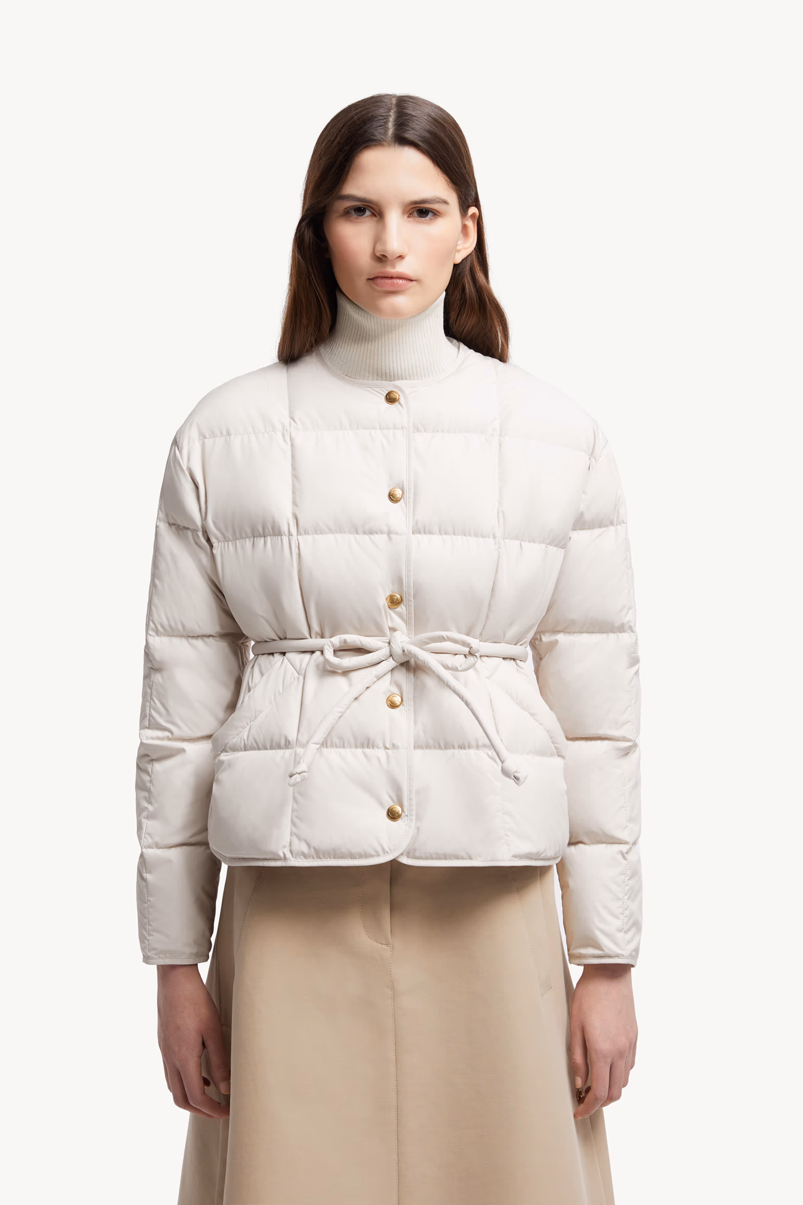 Caramagne Belted Short Down Jacket Women White Moncler 3